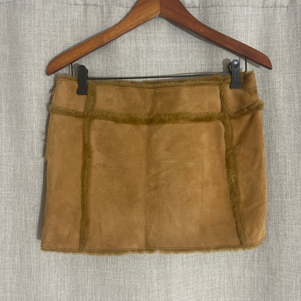 Women’s Festival Y2K UGG Australia Suede Fur Lined Mini Skirt Brown Size Small‎